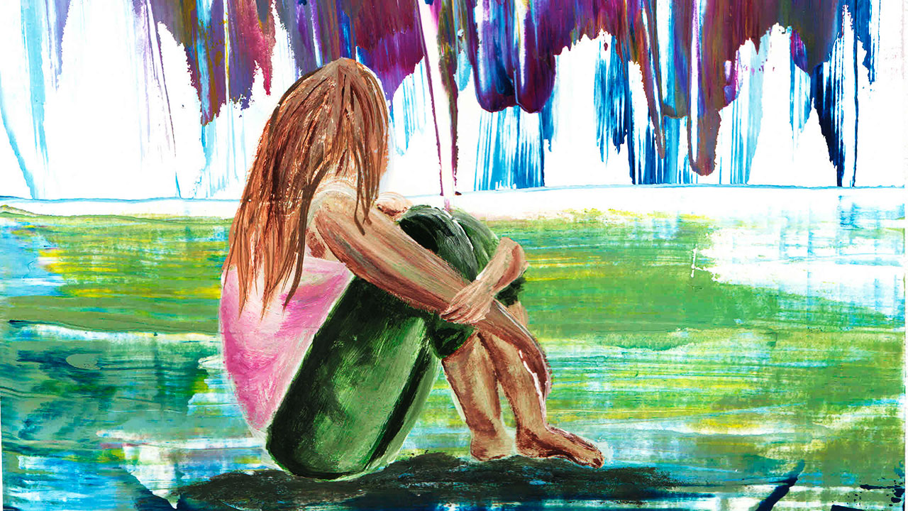 Как нарисовать грустную девушку. Рисуем дождь. Весна. смотреть онлайн