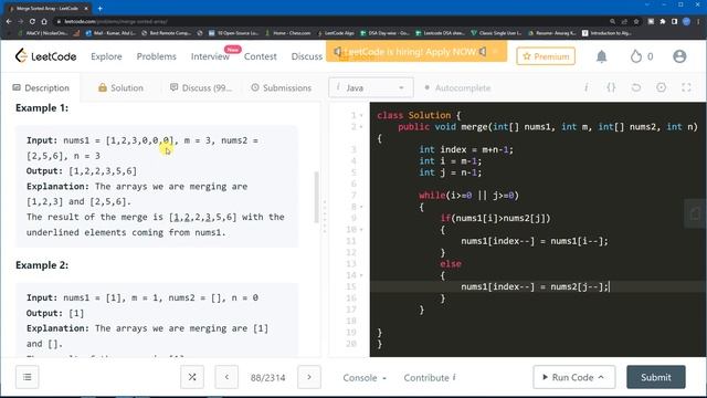 Leet Code Array - 88. Merge Sorted Array | Cyber Ocean Academy! смотреть онлайн