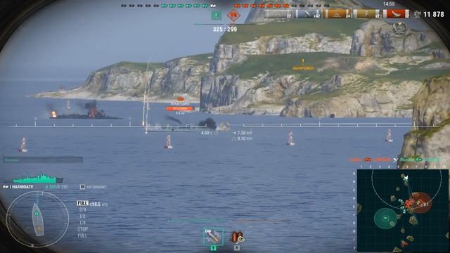 Крейсер Hashidate.Морской бой-15.Игра World Of Warships смотреть онлайн