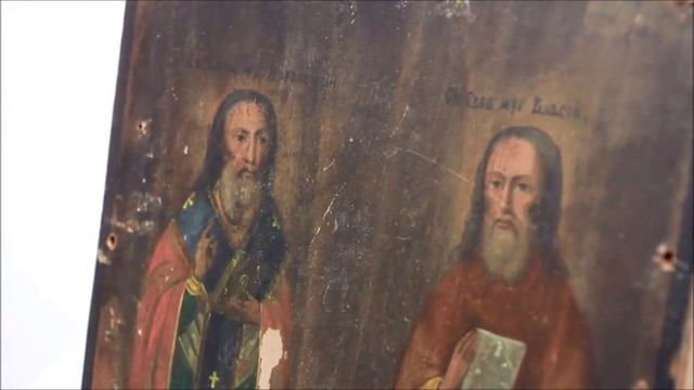 Икона от бедности, икона от болезней! Икона старинная Священномученики Харлампий и Власий DR0249.