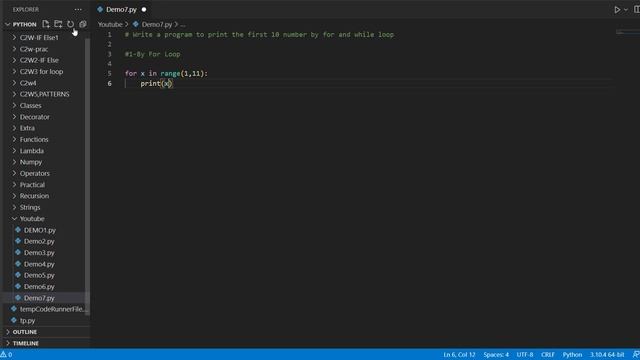 Python Code To Print First 10 Natural Number's By For And While Loop | #pythonprogramming смотреть онлайн