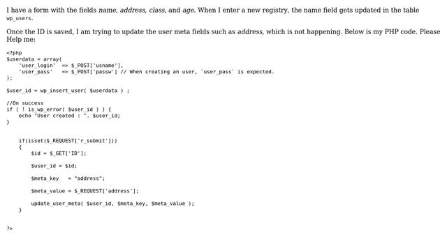 Wordpress: I want to update my user meta table смотреть онлайн