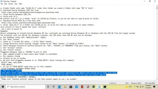 How to Install Oracle APEX 21.2 | DB 21cXE | Pluggable | Windows 10 смотреть онлайн