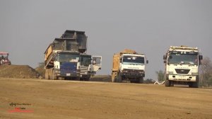 Special Activities Fast Jobs Construction Operating Hyundai Scania Truck Spreading Soils