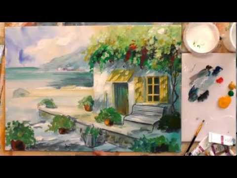 Как рисовать акрилом? Домик у моря. смотреть онлайн