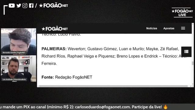 FOGÃONET LIVE: BOTAFOGO X PALMEIRAS (PRÉ-JOGO) | 31ª RODADA DO CAMPEONATO BRASILEIRO смотреть онлайн