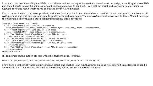 Python socket slow to connect for SMTP after multiple successful connections (2 Solutions!!) смотреть онлайн
