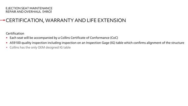 Collins Aerospace ACES II Ejection Seats Maintenance Repair And Overhaul  (MRO) Service