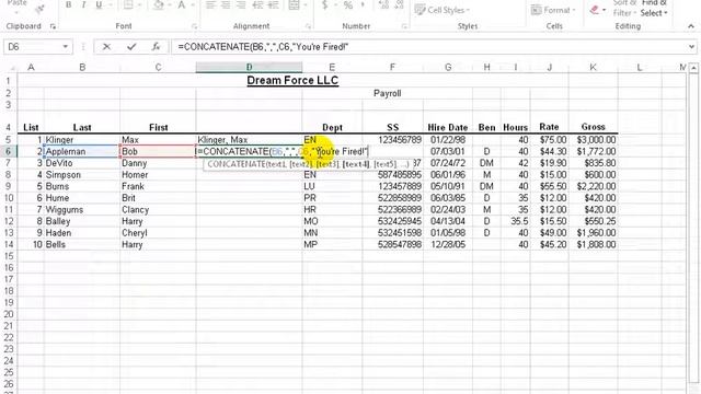 Excel 2013: CONCATENATE смотреть онлайн