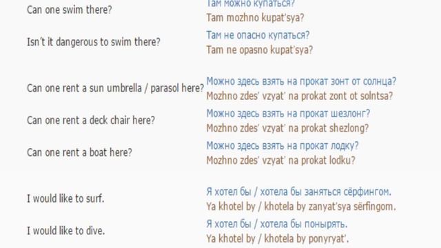 Russian lesson/English lessons how to study Russian 48 (Vacation activities) смотреть онлайн