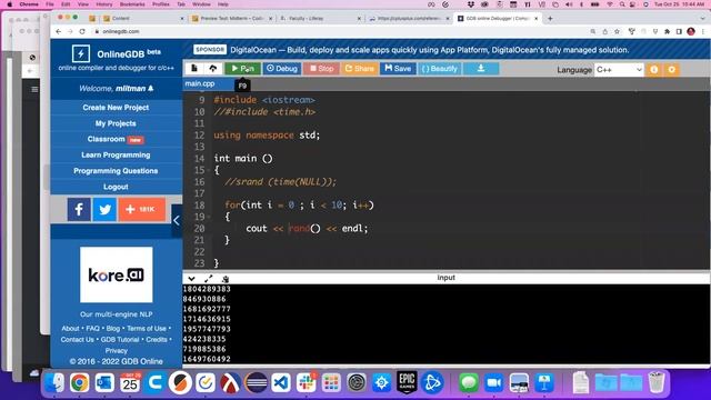 CSC200 10/25/22 Random Numbers смотреть онлайн