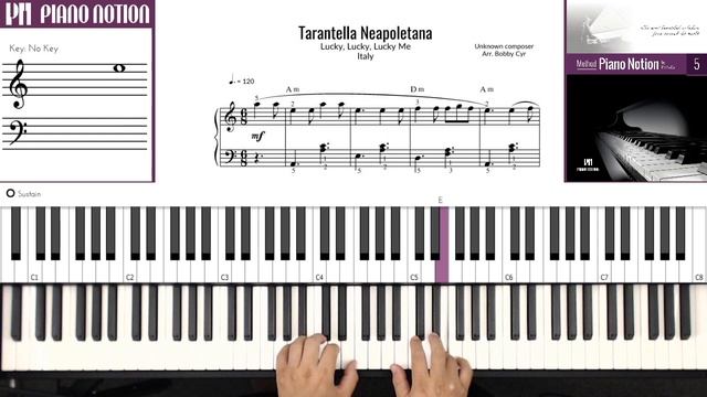 Tarantella Napoletana - Lucky, Lucky, Lucky Me (Sheet Music - Piano Solo Tutorial - Method Book 5) смотреть онлайн