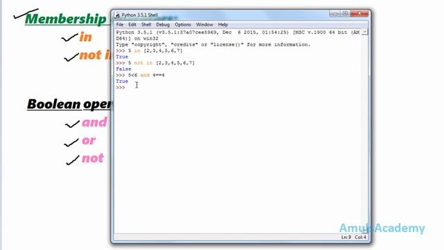 Python Programming Tutorial - Membership Operators and Boolean operators смотреть онлайн