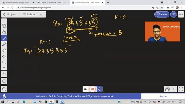 Largest number with K swaps| Tricky | Backtracking | Detailed solution | Love Babbar DSA sheet смотреть онлайн