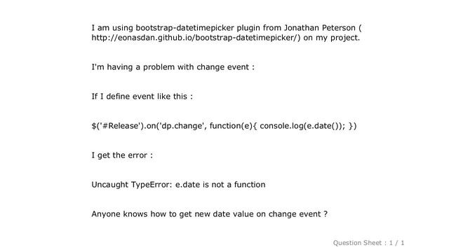 jQuery : jQuery bootstrap-datetimepicker change event смотреть онлайн