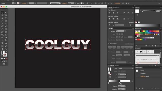 Create a Chrome Text Effect in - Adobe Illustrator Tutorial for Beginners смотреть онлайн