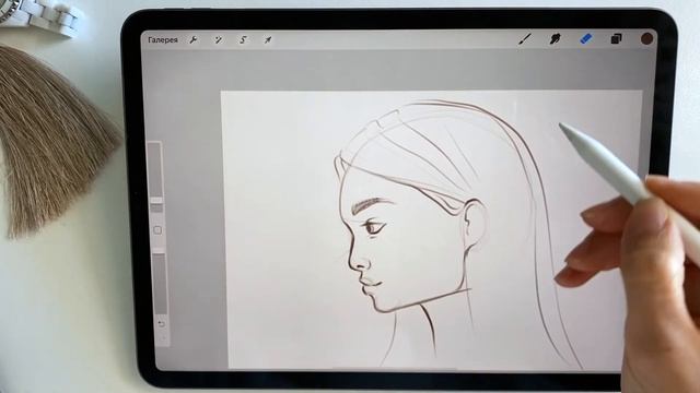 ✍️ Портрет в профиль. Простой урок для тренировки | Рисование на планшете iPad в Procreate app смотреть онлайн