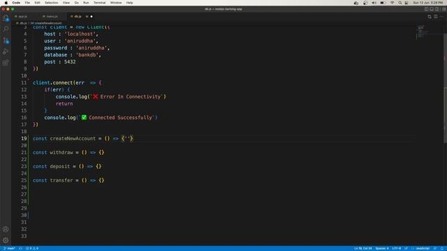 NodeJs Project - Banking Application - Part 2 - Postgres SQL Connectivity смотреть онлайн