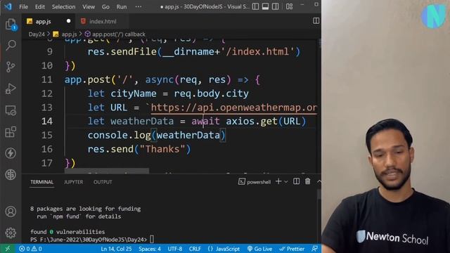 # Day26 How to Create a Weather app in Node js Part 3 | Newton School смотреть онлайн