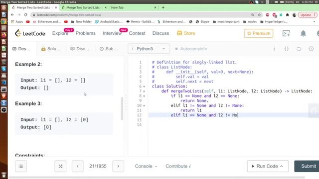 Leetcode Problem "Merge Two Sorted List" in Python смотреть онлайн