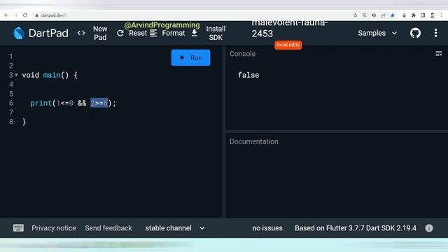 Dart Boolean Values and Boolean Logic Operators@@arvindprogramming смотреть онлайн