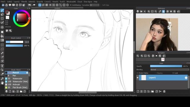 sketch with me - real time sketching process // medibang paint pro смотреть онлайн