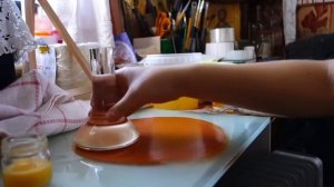 Натуральные пигменты или натирание красок с помощью Куранта. КРЕСТИК В ДОМИКЕ.