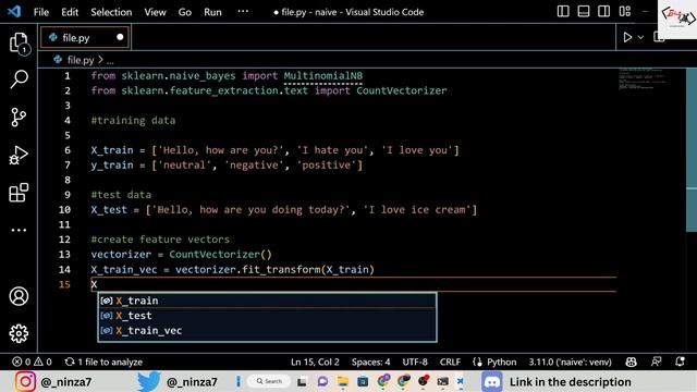 Easy Naive Bayes Classifier Tutorial with Python and sklearn - Sentiment Analysis Example смотреть онлайн