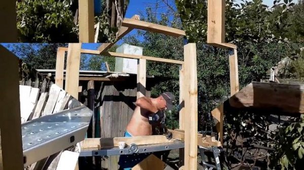 Outdoor shower.frame. Летний душ. Деревянный каркас.