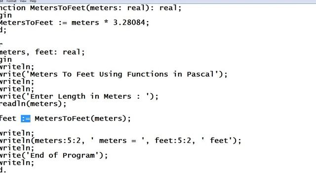 Meters To Feet Using Functions in Pascal смотреть онлайн