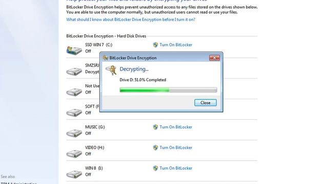 BitLocker Remove  Windows 7, 8, 10