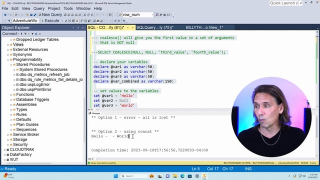 SQL Server Coalesce Function | Billy Thomas | ALLJOY Data смотреть онлайн