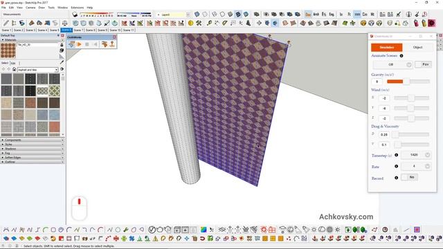 Симуляция ткани в SketchUp, Cloth Work смотреть онлайн