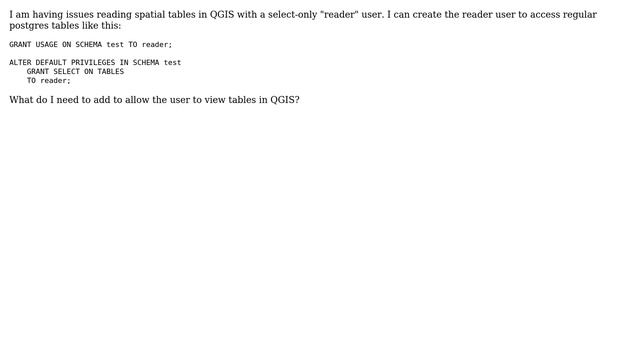 GIS: PostGIS create read only user for QGIS смотреть онлайн
