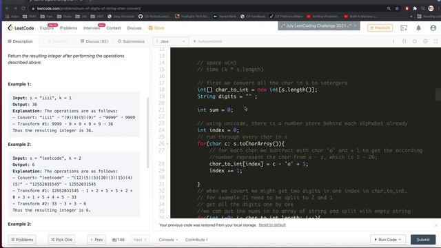 LeetCode 1945.Sum of Digits of String After Convert Java O(k*s.length()) Day 6 Weekly Contest 251 Q смотреть онлайн