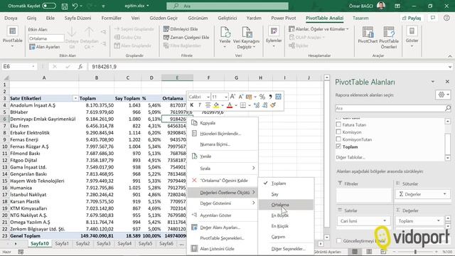 Excel'de Pivot Tablolar Oluşturma ile İleri Düzey Uygulamalar -592.video | Ömer BAĞCI смотреть онлайн