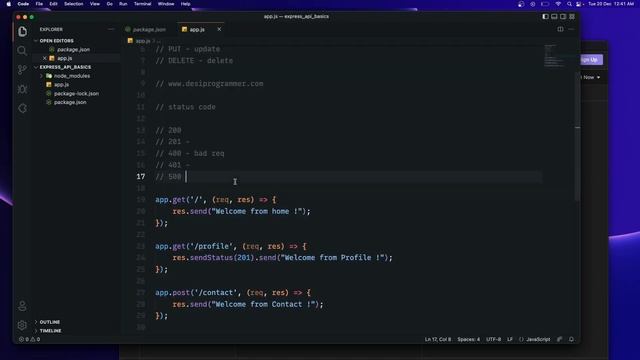 #03 Response Types and Status Codes | JSON, HTML, 200,201,400,401 | Hindi | Desi Programmer смотреть онлайн