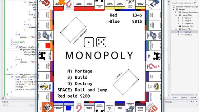 Personal project -- Monopoly Game programmed with C language смотреть онлайн