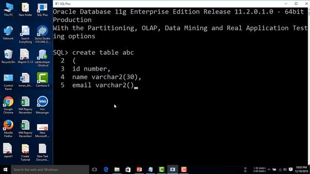 Oracle Database11g tutorials 4: How to Create Table using sql смотреть онлайн
