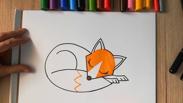HOW TO DRAW a Sleeping Fox - coloring with markers смотреть онлайн