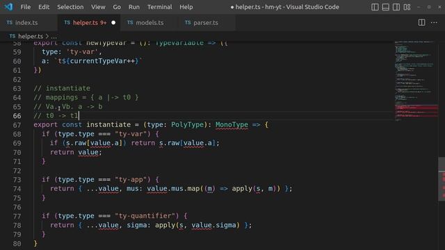 Hindley-Milner helpers: substitutions, unification, instantiation, generalisation in TypeScript смотреть онлайн