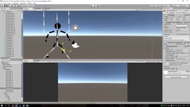 Скелетная анимация Unity + Anima2D. Часть 3. Размещение скелета на спрайтах. смотреть онлайн