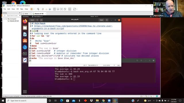 Bash Demo: Loop over command line arguments to calculate the average (to two decimal places) смотреть онлайн