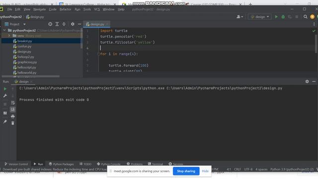 Turtle to draw circles with for loop in Python Pycharm смотреть онлайн