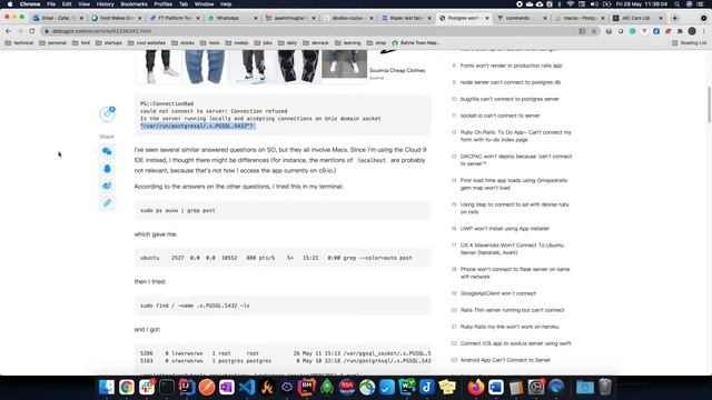 Ruby on Rails Postgresql /var/run/postgresql/.s.PGSQL.5432 Is the server running locally смотреть онлайн