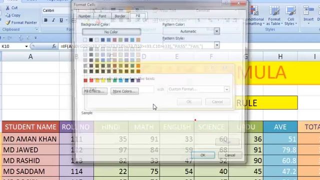 Ms excel 2007 Cell Color rule смотреть онлайн