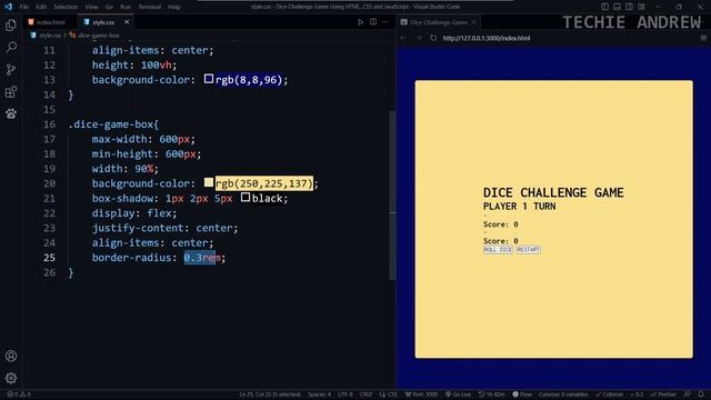 Dice Challenge Game Using HTML, CSS and JavaScript || Part 2 || CSS || Explained In Tamil смотреть онлайн