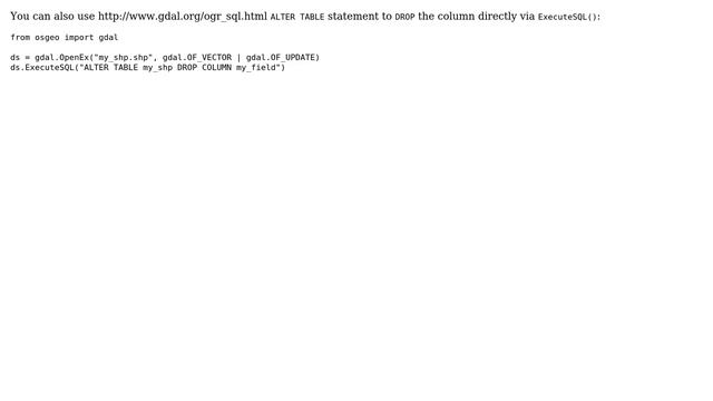 GIS: Deleting field/column of shapefile with OGR/GDAL Python? (4 Solutions!!) смотреть онлайн