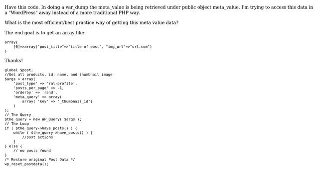 Wordpress: WP_Query - Accessing MetaValue from Query Result смотреть онлайн