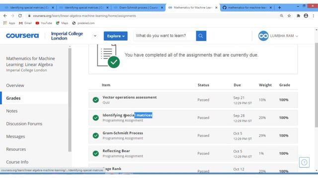 Coursera: Mathematics For Machine Learning: Linear Algebra Quiz Answers | Week 1-5 Assignments | IC смотреть онлайн